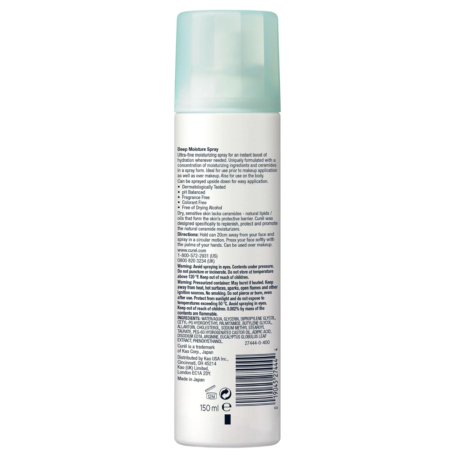 image:imageCurel Japanese Skin Care Deep Moisture Spray Spray on Moisturizer for Dry Skin Face Hydrating Spray with Ceramides 5 Oz