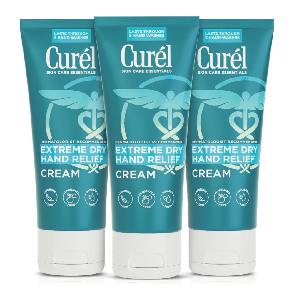 image:imageCurel Extreme Dry Hand Relief Dermatologist Recommended LongLasting Cream For Dry Hands Paraben Free FragranceFree Hand Lotion 3 Oz3 Fl Oz Pack of 3