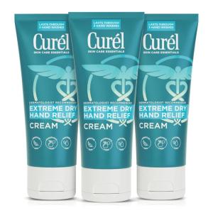 Curel Extreme Dry Hand Relief, Dermatologist Recommended, Long-Lasting Cream For Dry Hands, Paraben Free, Fragrance-Free Hand Lotion, 3 Oz(3 Fl Oz (Pack of 3))