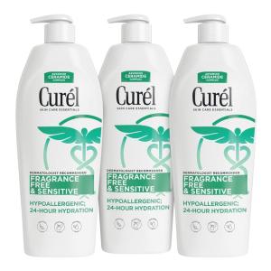 Curel Fragrance Free Comforting Body Lotion, Unscented Dry Skin Moisturizer for Sensitive Skin, with Advanced Ceramide Complex, Repairs Moisture Barrier, 20 oz(13 Fl Oz (Pack of 3))
